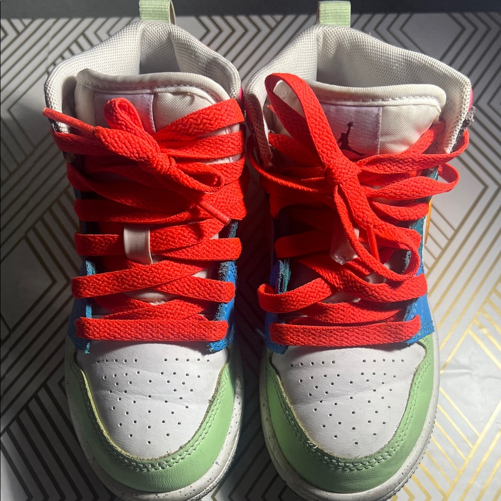 Nike colorful Sneakers with Red/orange Laces and Green Toe size 10c